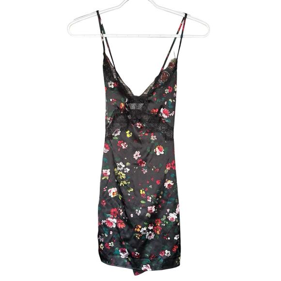 Victoria's Secret Black Floral Camisole Teddy Nightgown Small Sexy Romantic - Picture 1 of 5